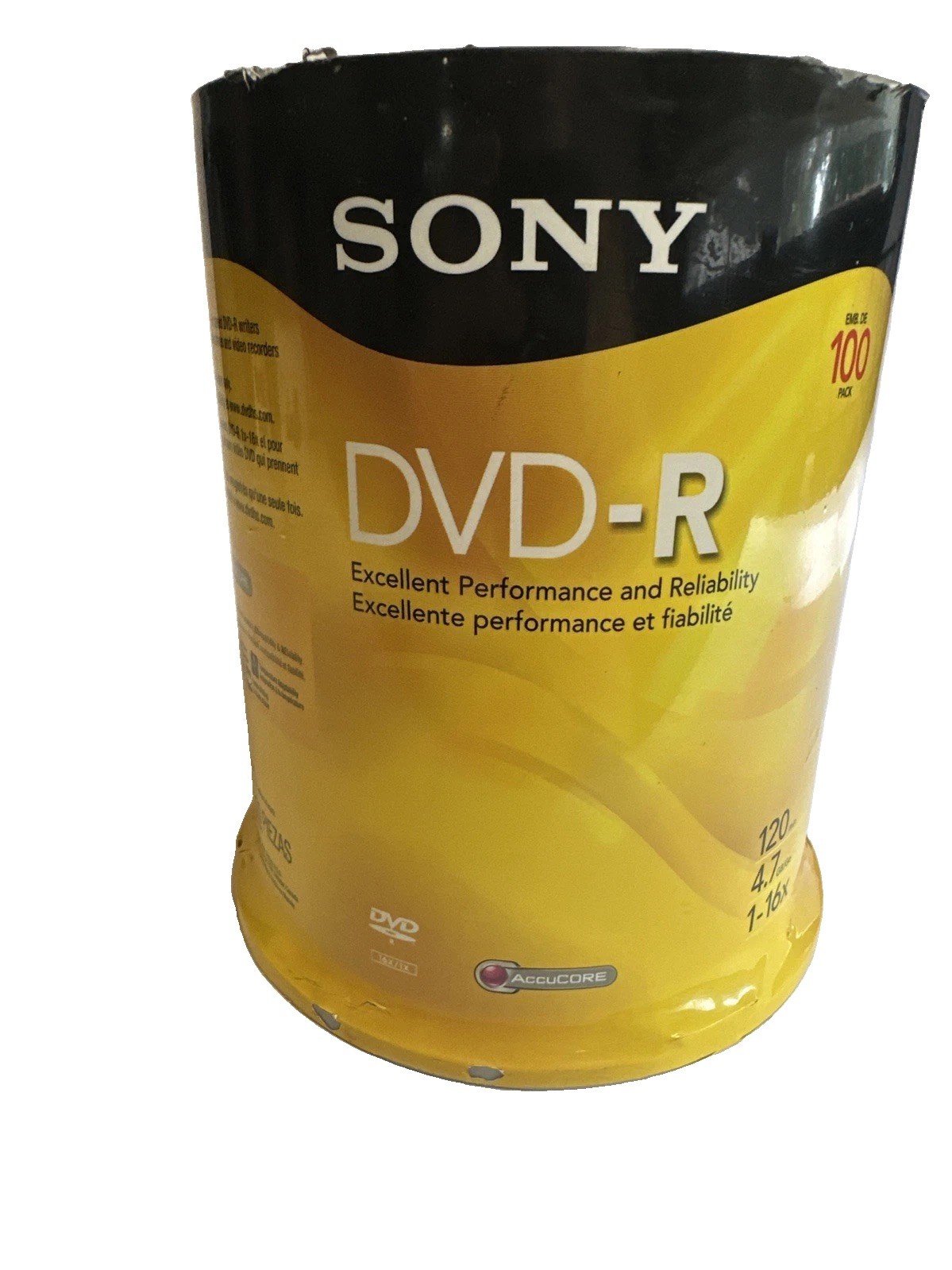 SONY DVD-R 100 Pack 120min 4.7GB 1-16X Optical Media Storage - NEW SEALED