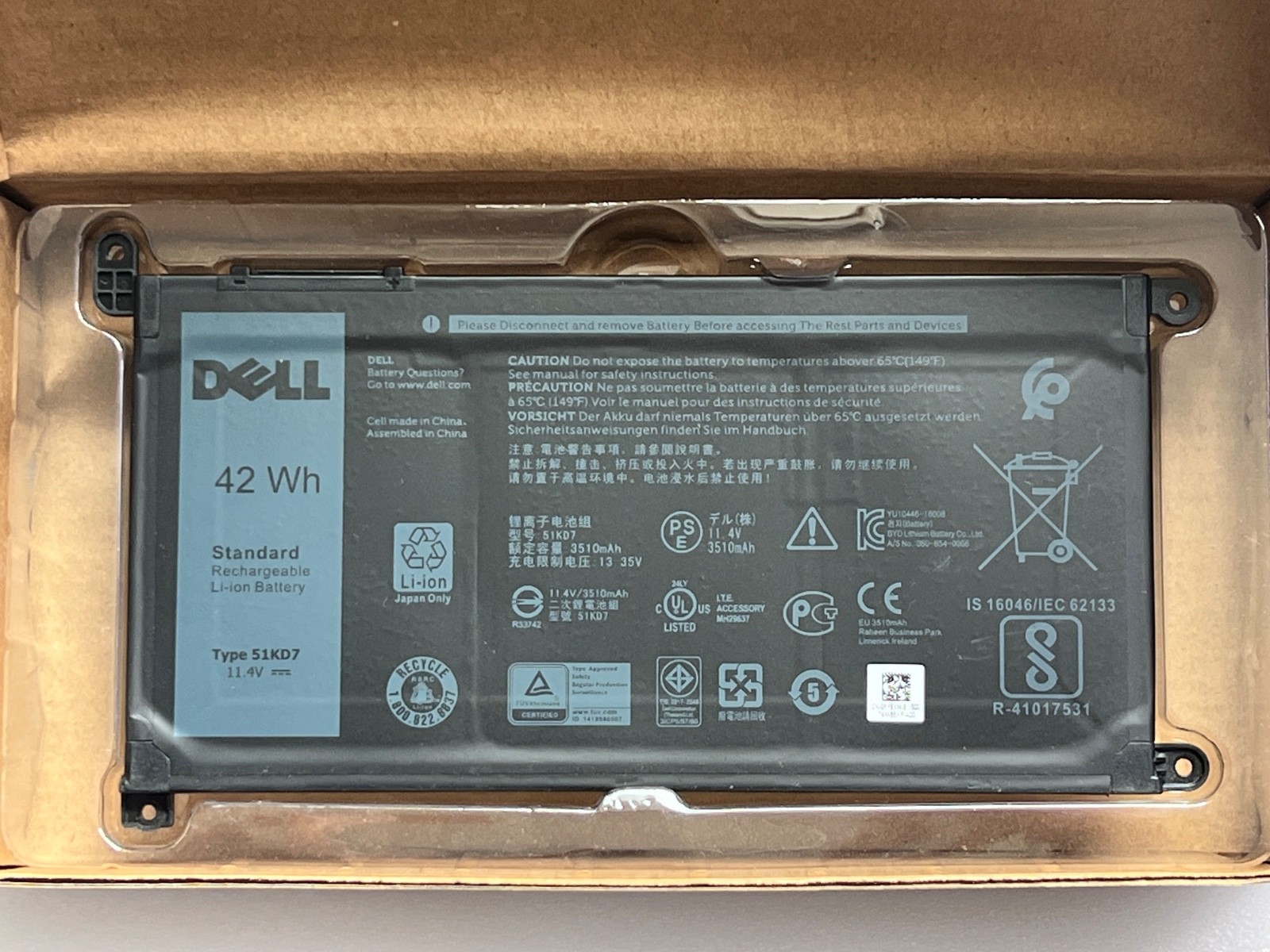 Genuine DELL 51KD7 Battery for DELL Chromebook 11 3180 3189 FY8XM
