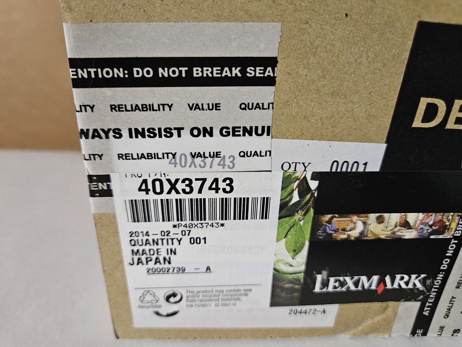 Lexmark 40X3743 Black Developer-New Sealed Box