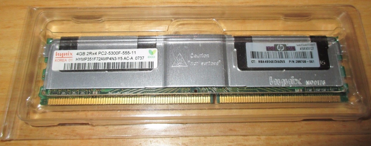 NEW HYNIX 4GB  DDR3 SERVER MEMORY 2RX4 PC2-5300F F/ HP PROLIANT 416473-001, NIP