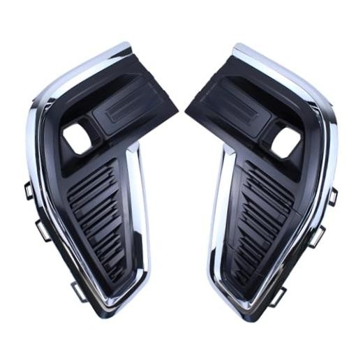 Front Driver and Passenger Side Fog Light Cover Bezel with Chrome Molding for