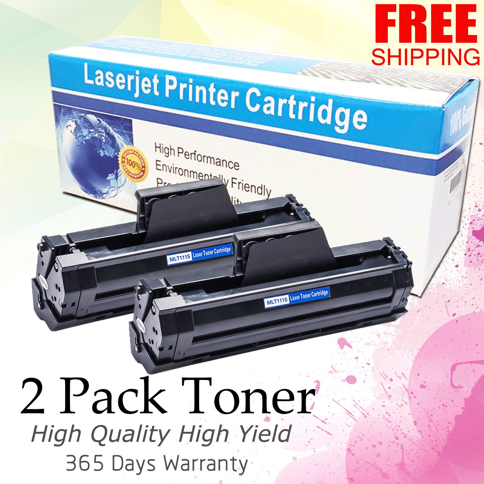 2PCS MLT-D111S 111S Black Toner Cartridges for Samsung Xpress M2071 M2022 M2070W