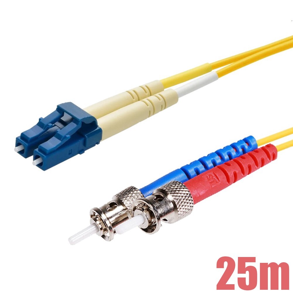 25M LC to ST UL Single Mode 9/125 Duplex Fiber Optic Optical Cable OFNR Yellow