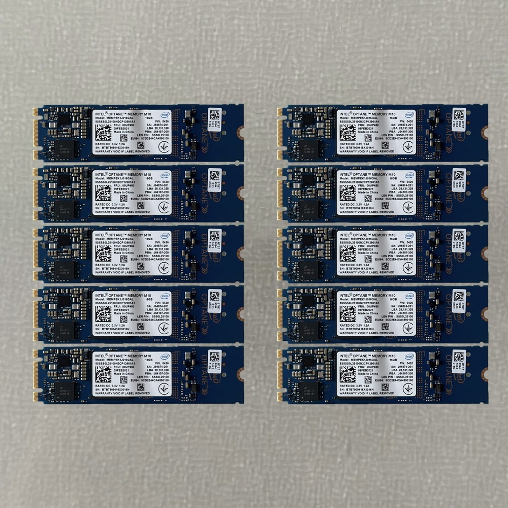 10x Intel Optane Memory M10 SSD M.2 2280 16GB MEMPEK1J016GA PCIe 3.0 Xpoint NVMe