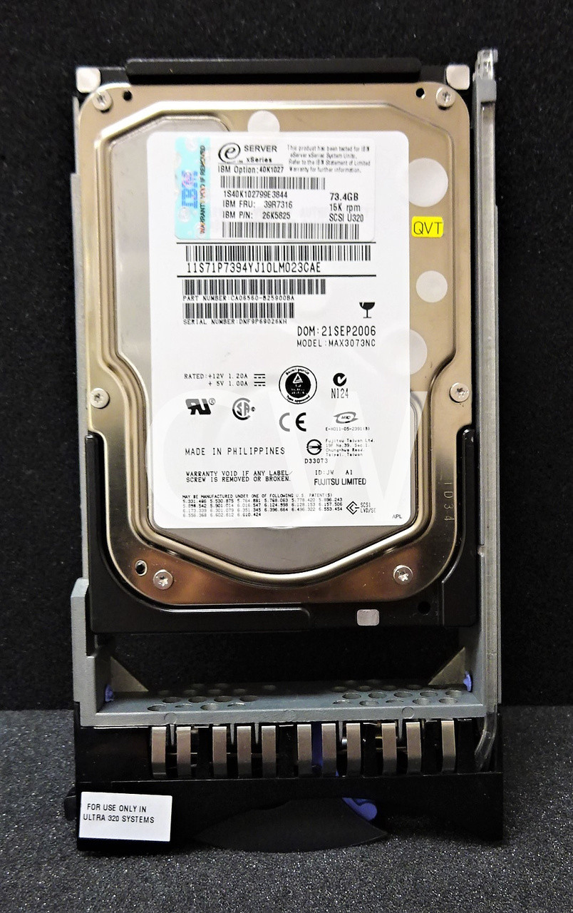 40K1027 39R7316 26K5825  MAX3073NC IBM 73GB 15K U320 8MB SCSI 3.5" HS Hard Drive