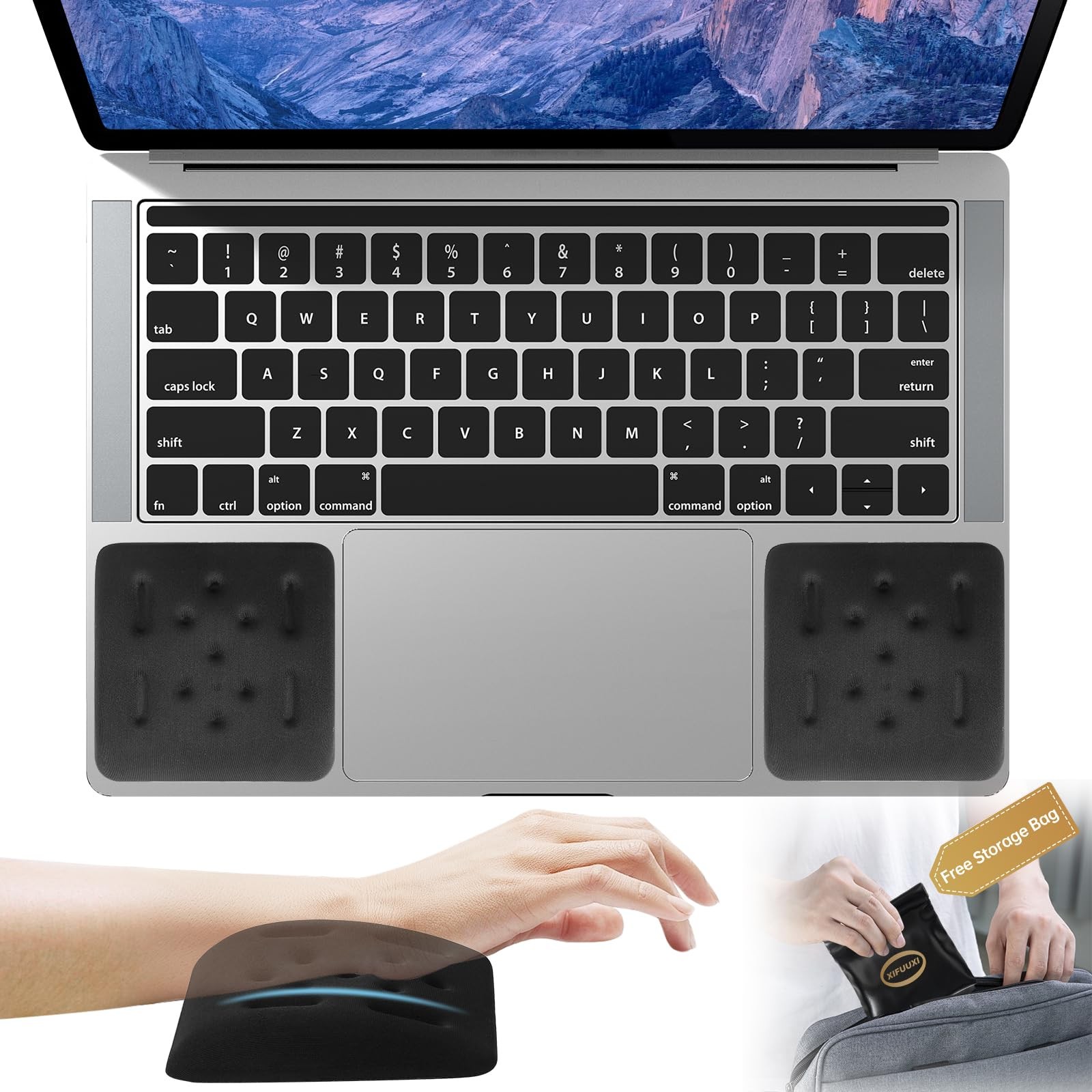 Black Upgraded Ergonomic Memory Foam Laptop Keyboard Wrist Rest Pad Cushion