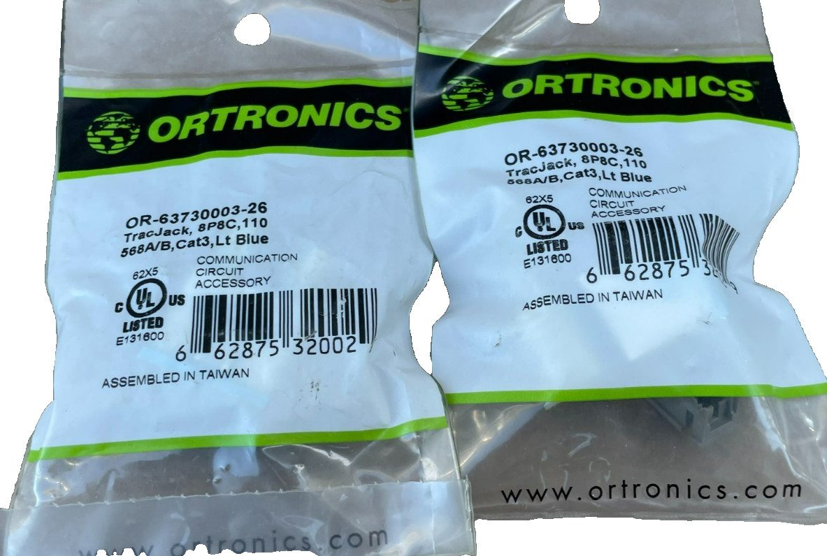 Genuine Ortronics OR-63730003-26 TracJack Light Blue Jacks (Lot of 2)