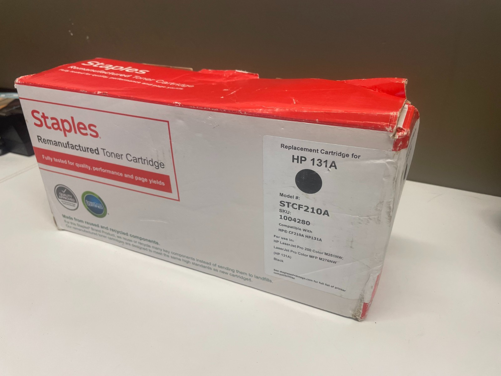 Staples Laser Toner STCF210A HP 131A/CF210A Black box opened Cartridge unopened