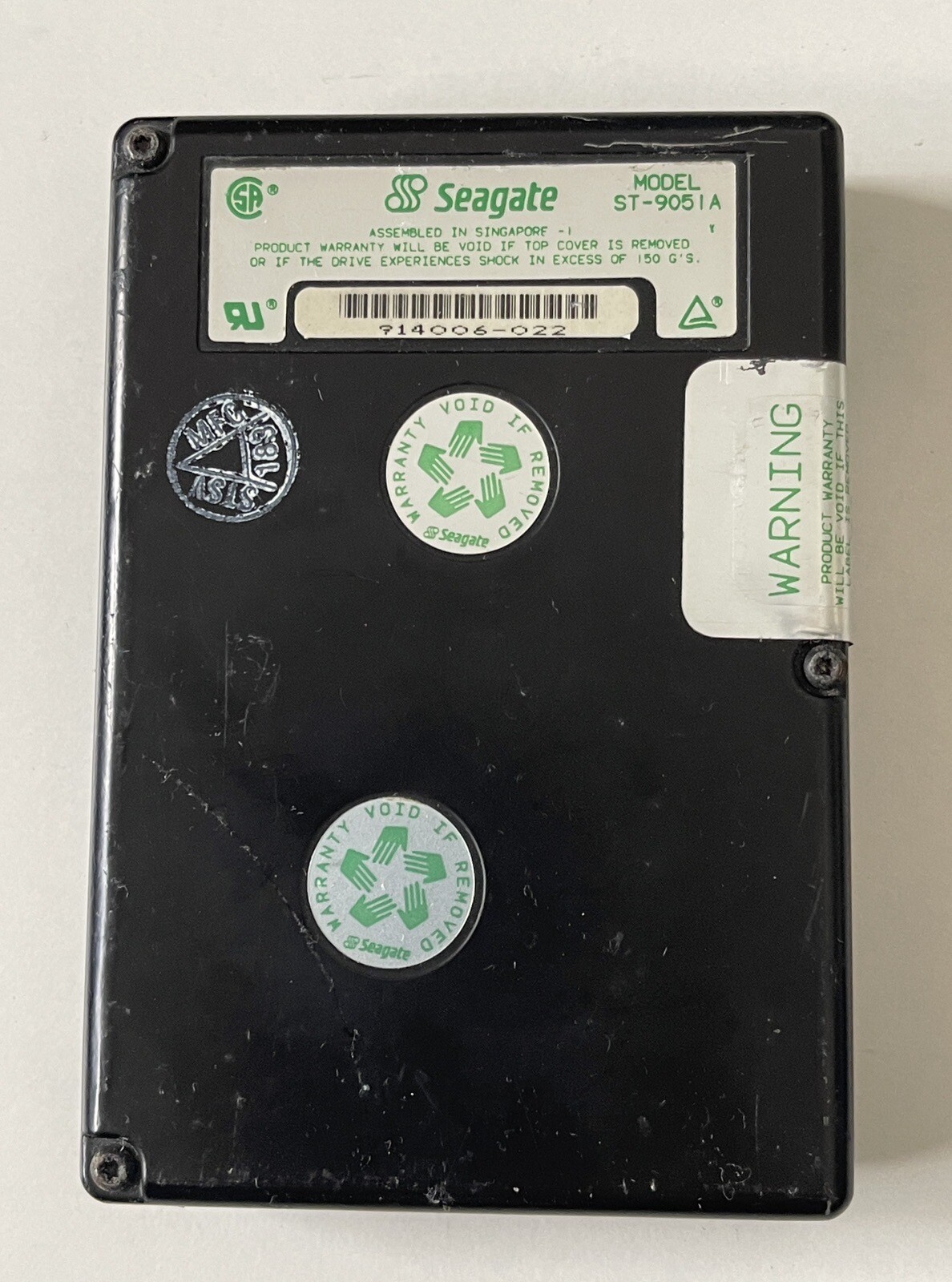 Vintage Seagate HDD  ST9051A 43MB 2.5"/SSL IDE / AT 1992. Used