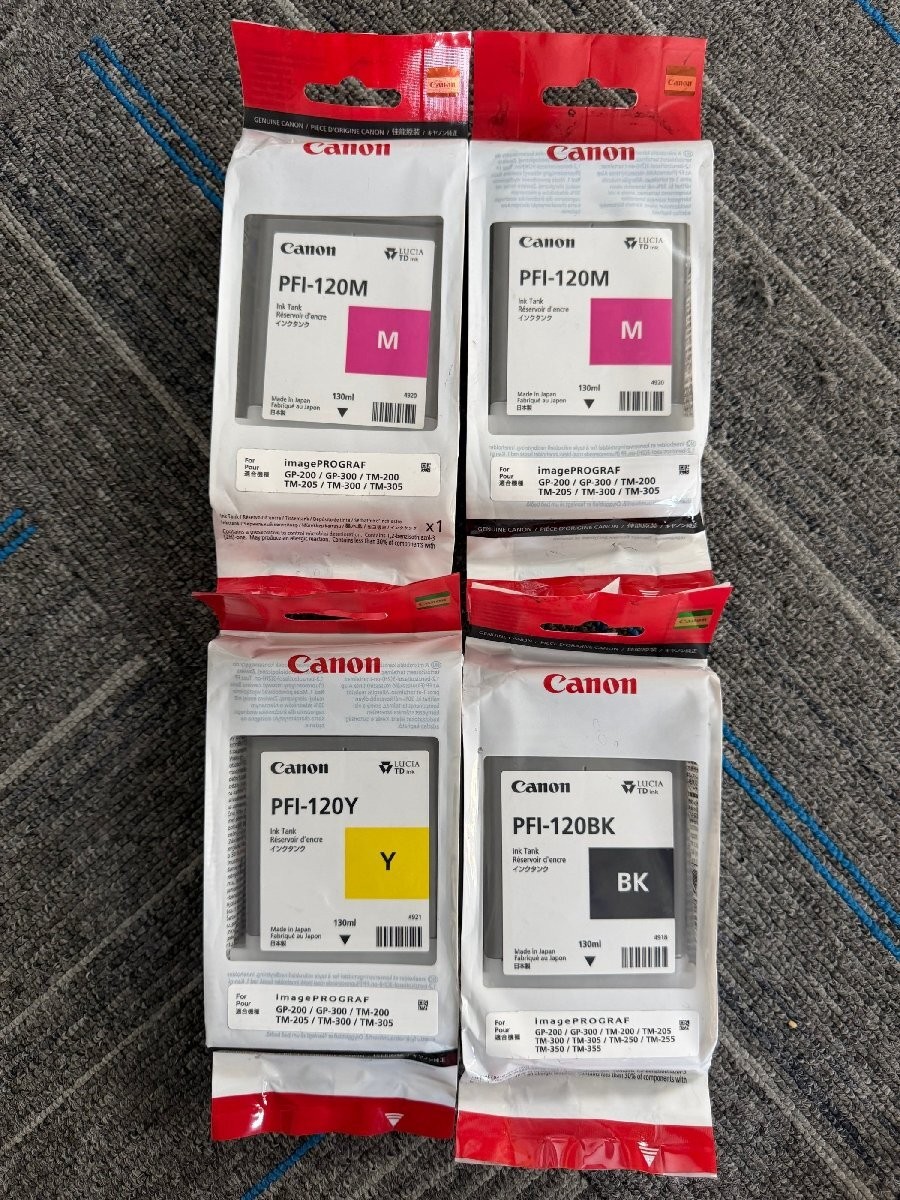 Canon PFI-120 Genuine Ink Tank 4 Pack BK Y M OEM New Sealed imagePROGRAF JP