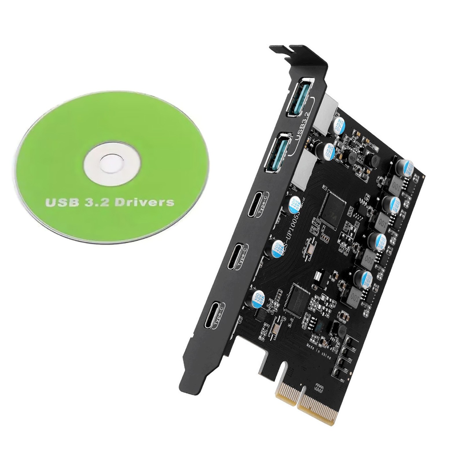 5-Port Expansion Card 20Gbps For Desktop computers 2*USB Type-A 3*USB Type-C New