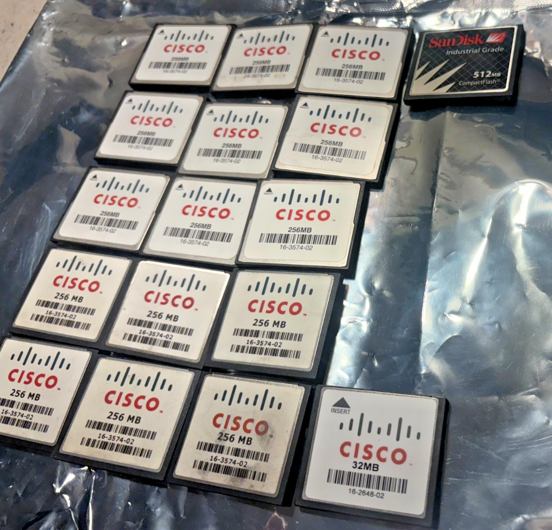 LOT OF (17) CF 256MB Compact Flash for Cisco 1900, 2900, 3900 ISR 16-3574-02