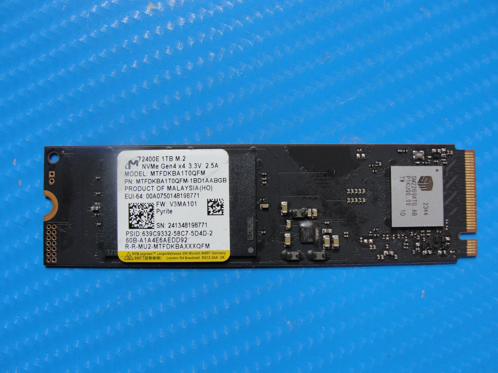 Asus S16 UM5606 Micron 1TB NVME M2 SSD Solid State Drive MTFDKBA1T0QFM-1BD1AABGB
