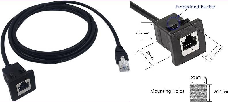 Cable de red Ethernet LAN RJ45 macho a hembra Cat 5e para montaje en panel.neuvo