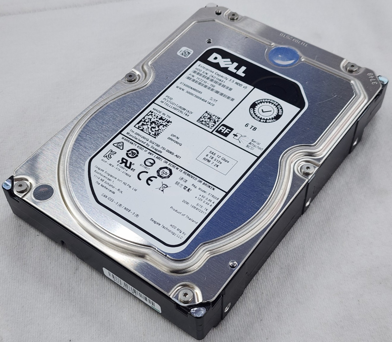 Dell RHVWG 6TB 7.2K 12Gbps 3.5'' SAS Hard Disk Drive | No Tray,  Under 40hrs On