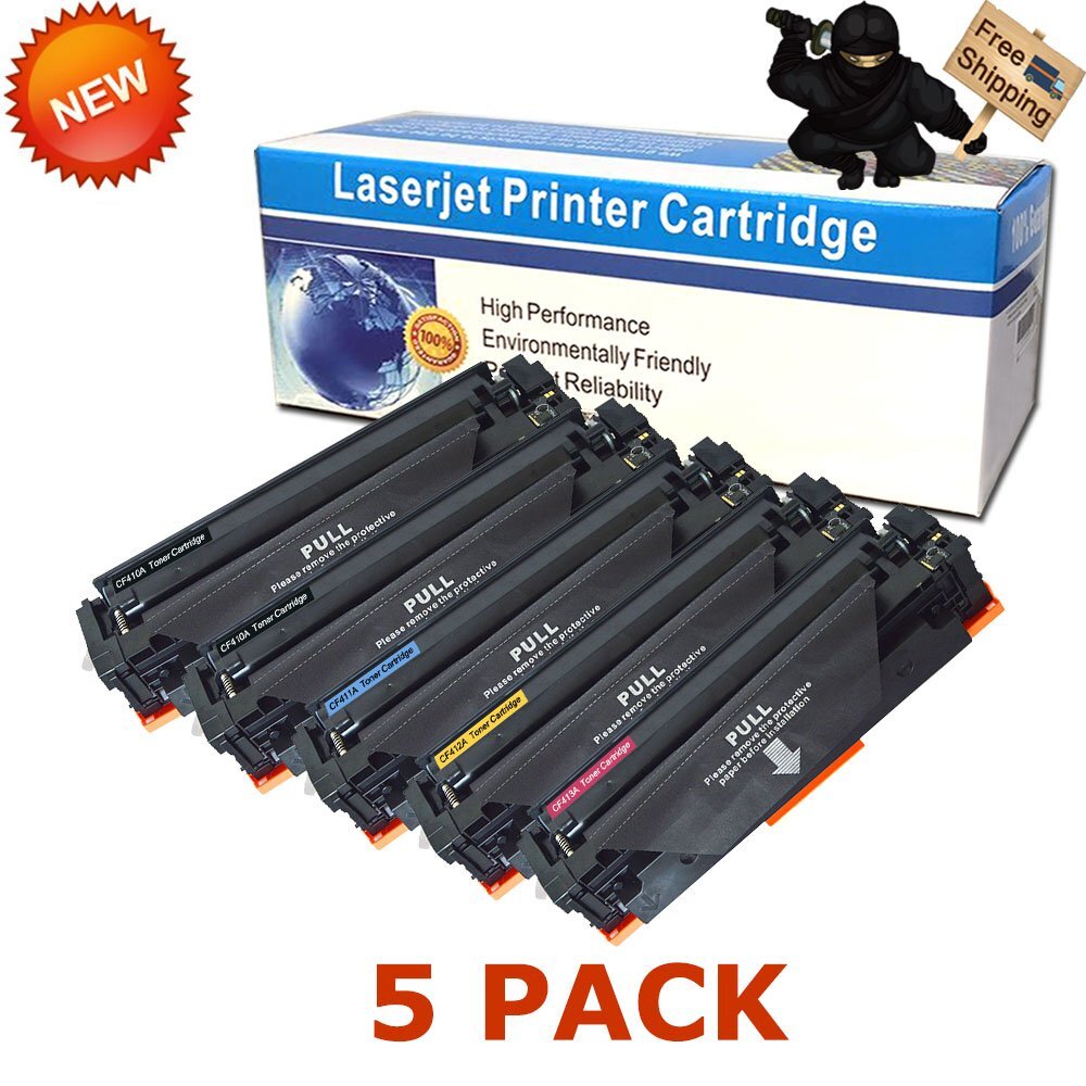 5pk Color 410A Toner Set fits HP CF410A LaserJet M452dw M477fdw M477fnw Printer