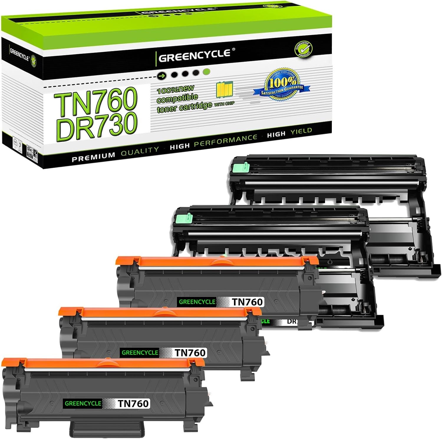 3PK TN760 TN730 Toner + 2PK DR730 Drum Unit for Brother MFC-L2730DW HL-L2370DWXL