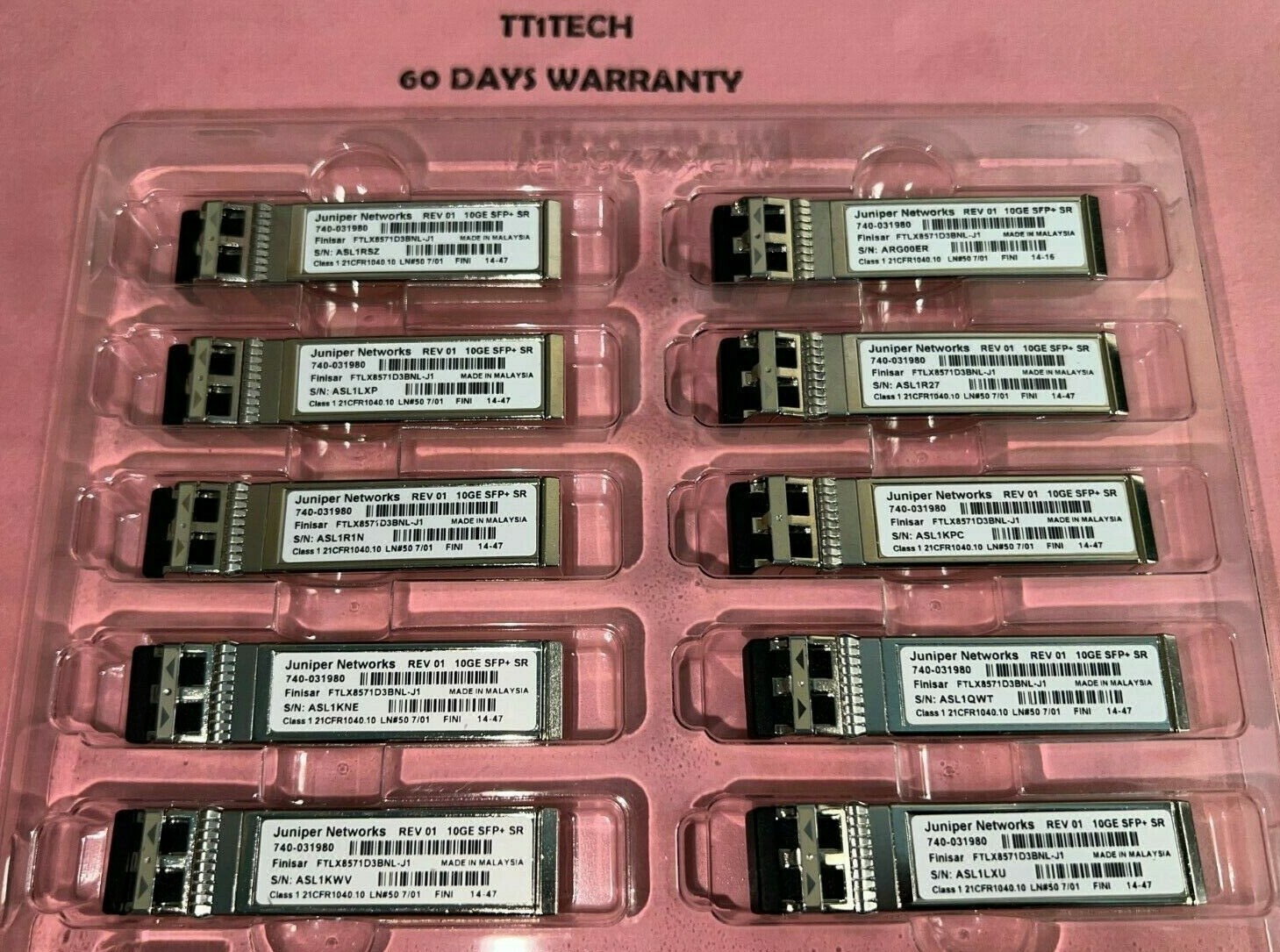 2pcs of Juniper Networks EX-SFP-10GE-SR SFP-10GE-SR 740-031980 10GE SFP+
