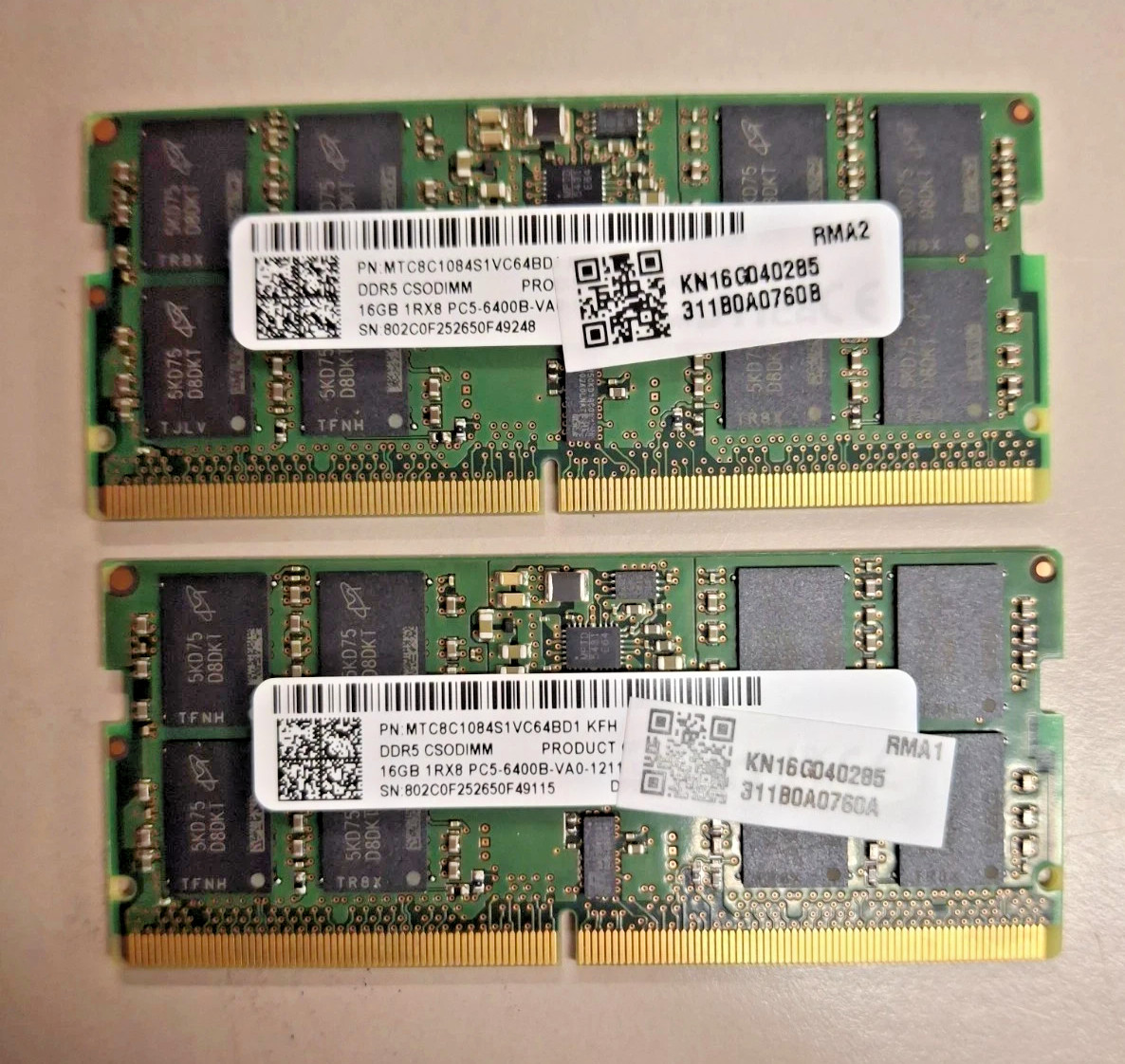 Micron 32GB DDR5-6400 CSODIMM Laptop Memory PC5-51200 (2x16GB) RAM -Fully Tested