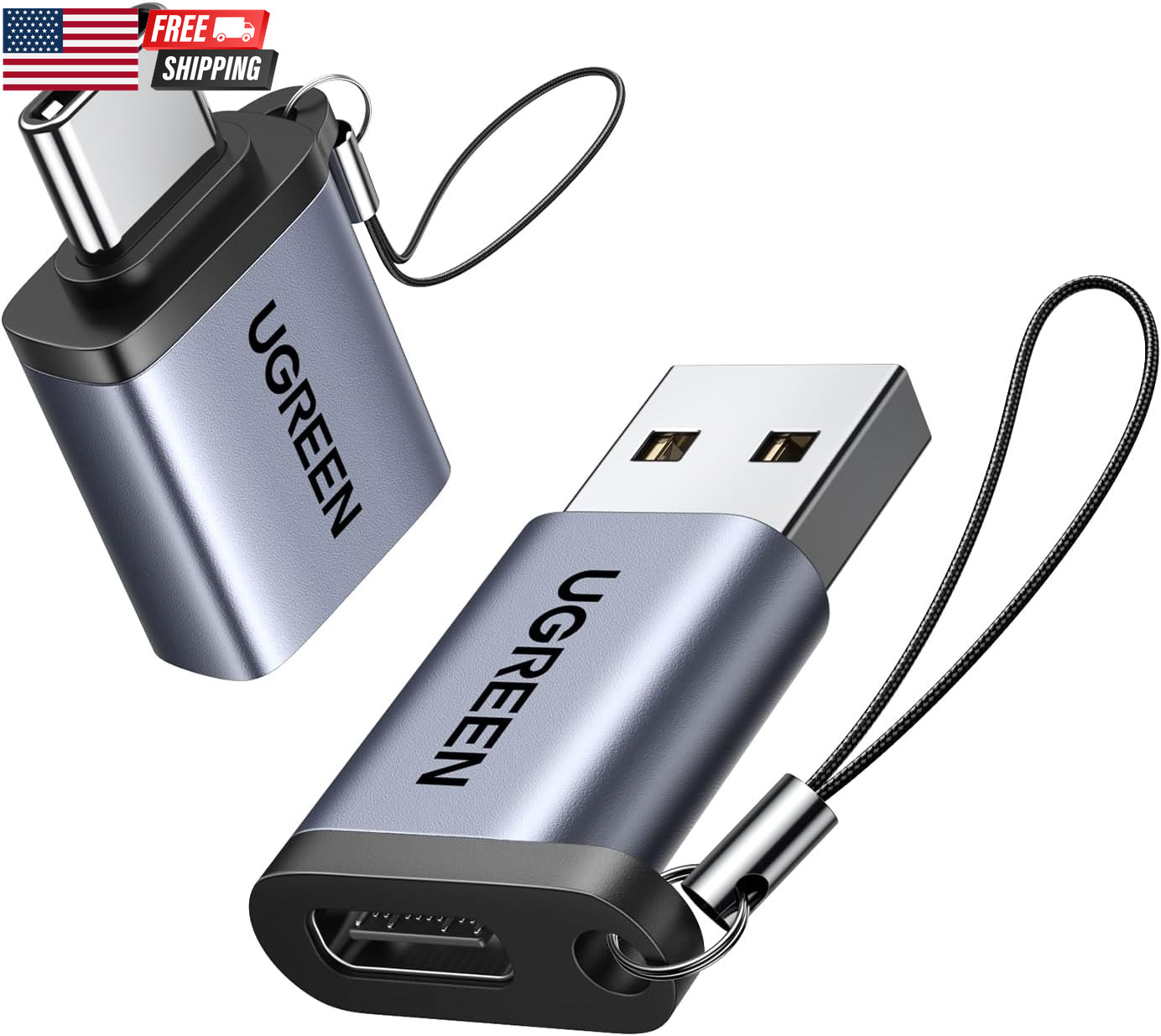 USB to USB C Adapter 2 Pack,10Gbps USB C Female to USB Male Adapter Thunderbolt