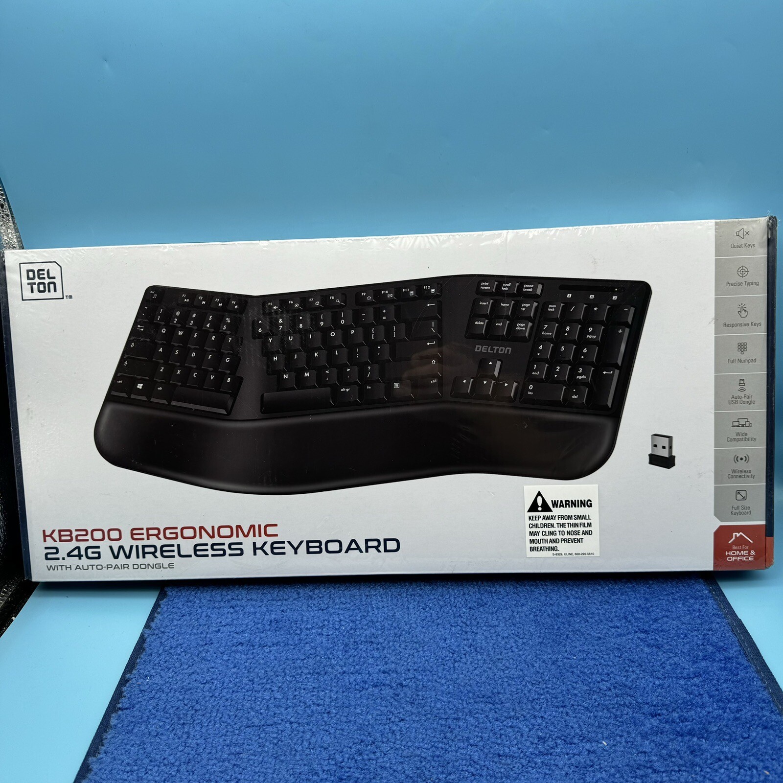 Delton KB200 Ergonomic 2.4G Wireless Keyboard - Black