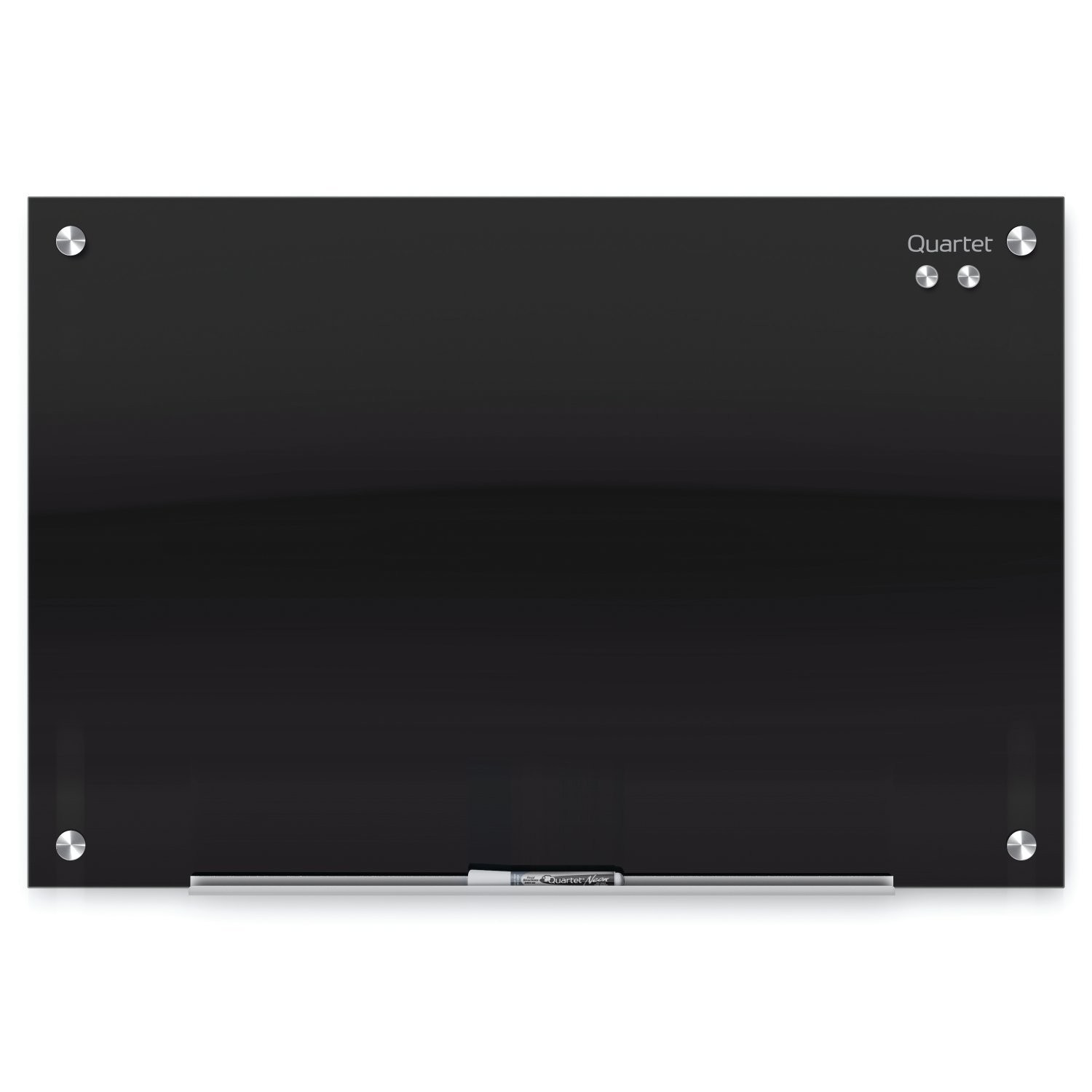 Magnetic Dry Erase Board 72 W x 48 H Glass Whiteboard Black G7248B Quartet Wall