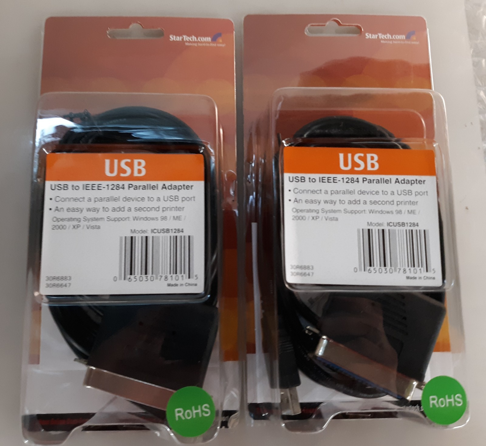 Pair of StarTech.com ICUSB1284 USB to IEEE-1284 Parallel Adapter NEW *SEALED*