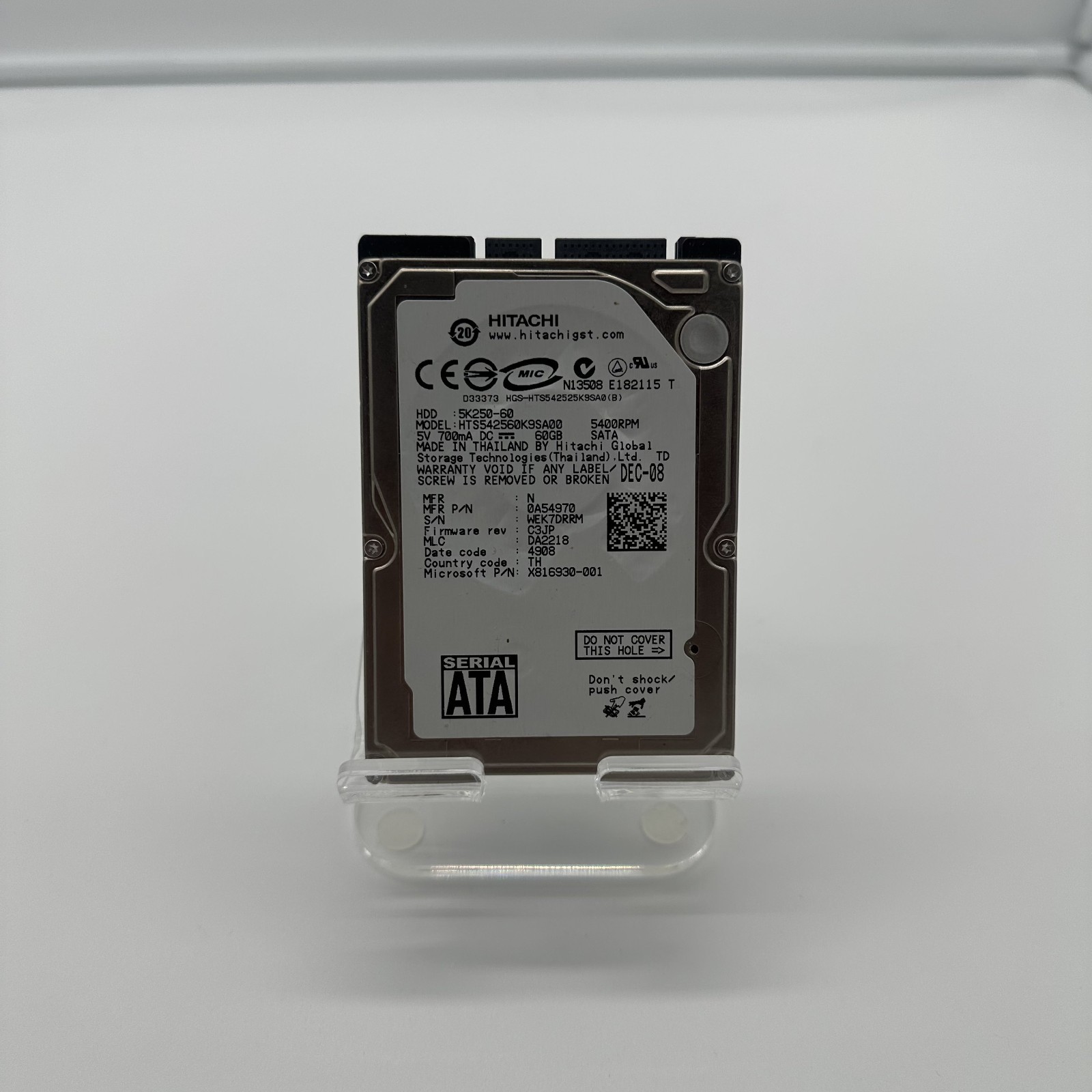 Hitachi Travelstar 5K250 60GB 2.5" SATA HDD 5400RPM - Tested & Working