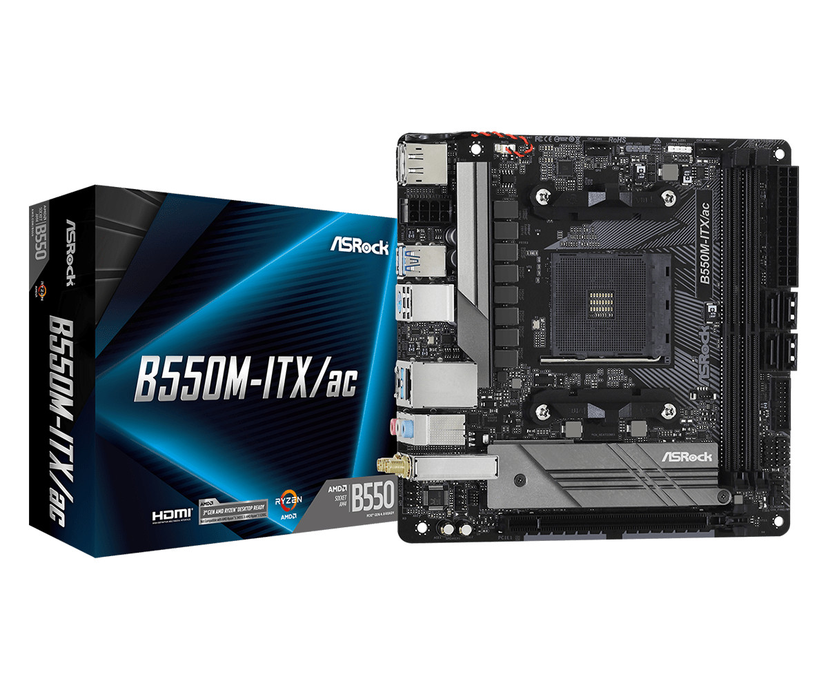 ASRock B550M-ITX/AC AMD AM4 AMD B550 DDR4 PCIe 4.0 x16 Mini-ITX Motherboard
