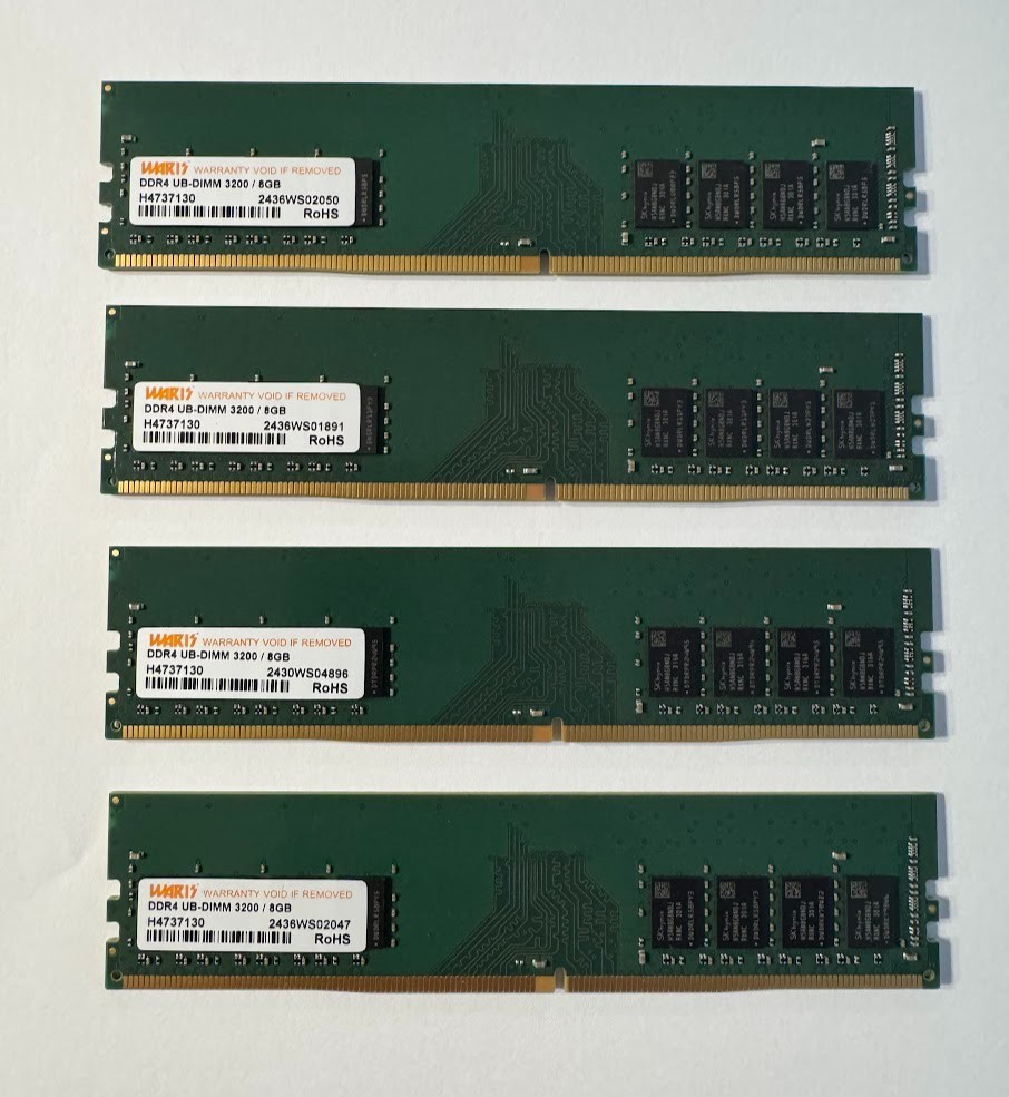 WARIS 32GB (4x8GB) DDR4-3200 PC4-25600 288-Pin UDIMM Desktop RAM H4737130