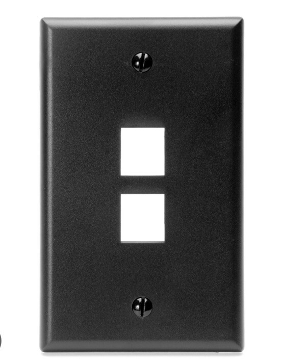 Lot Of 2 Leviton 41080-2EP Black QuickPort Single Gang 2 Port Wall Plate Face