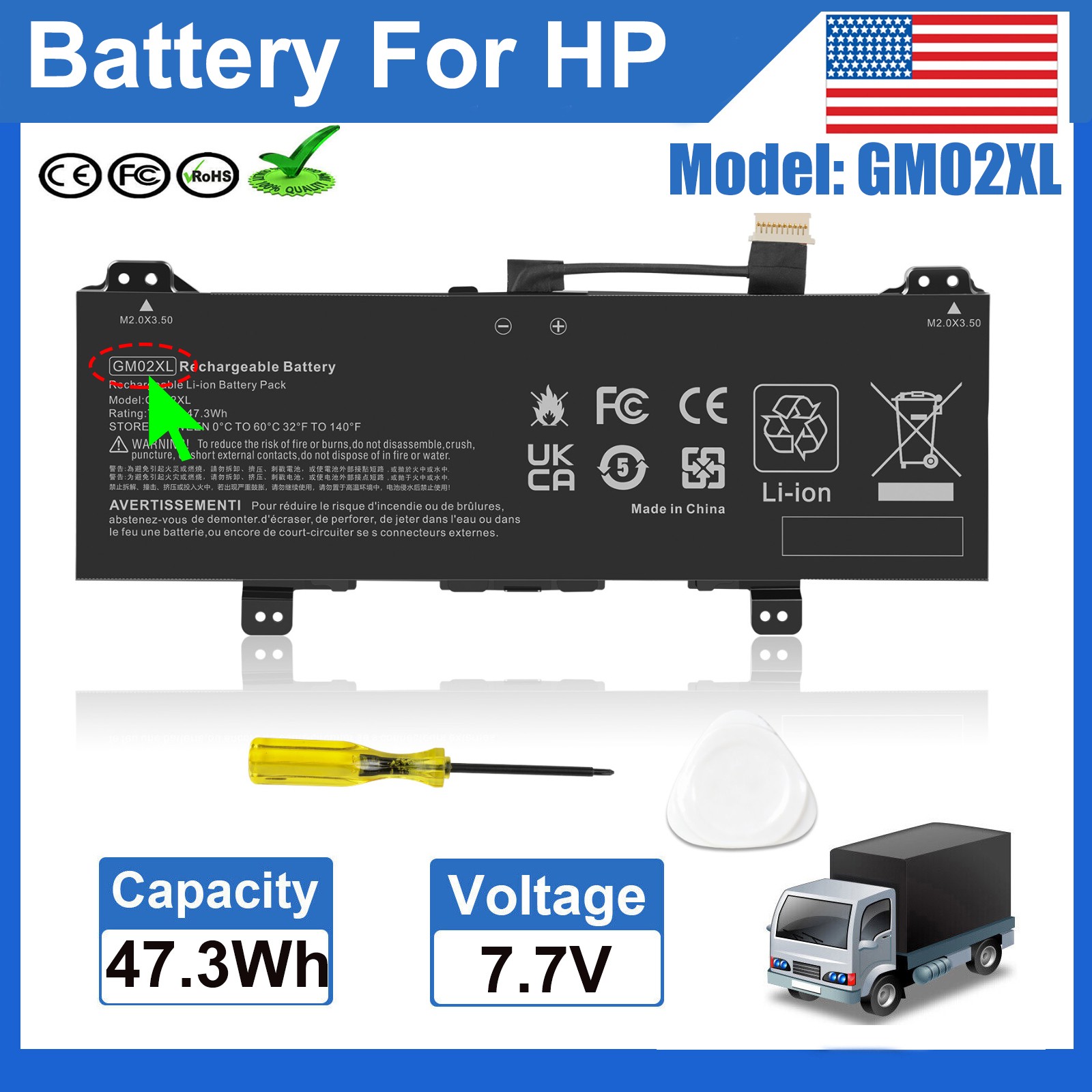 ✅GM02XL Battery For HP x360 11 G1 EE Chromebook 14-CA 917725-855 917679-271 US