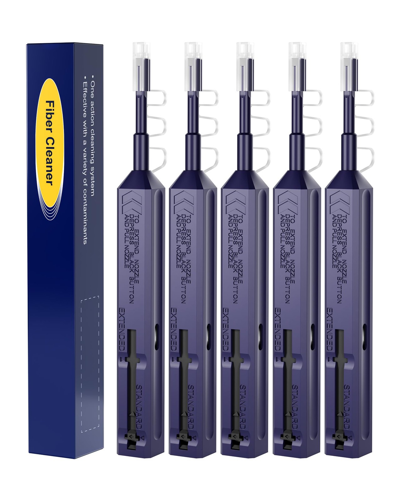 VANDESAIL 5 Pack LC/MU Fiber Optic Cleaning Pen for 1.25mm Adapters Male/Female