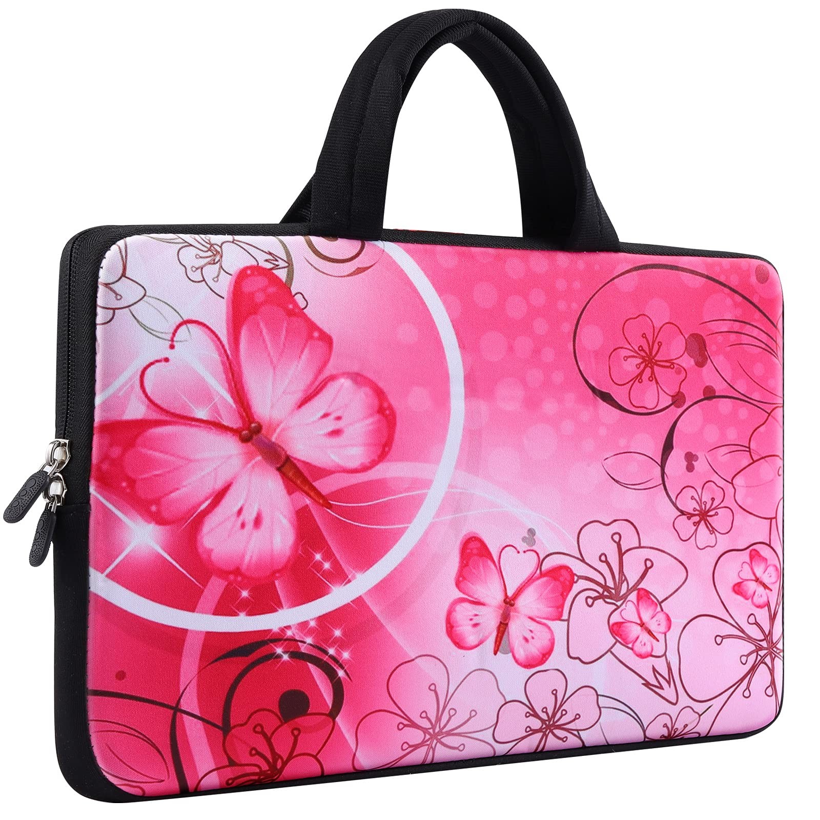 icolor 14 15 15.4 15.6 inch Laptop Handle bag inches, Pink Butterfly 