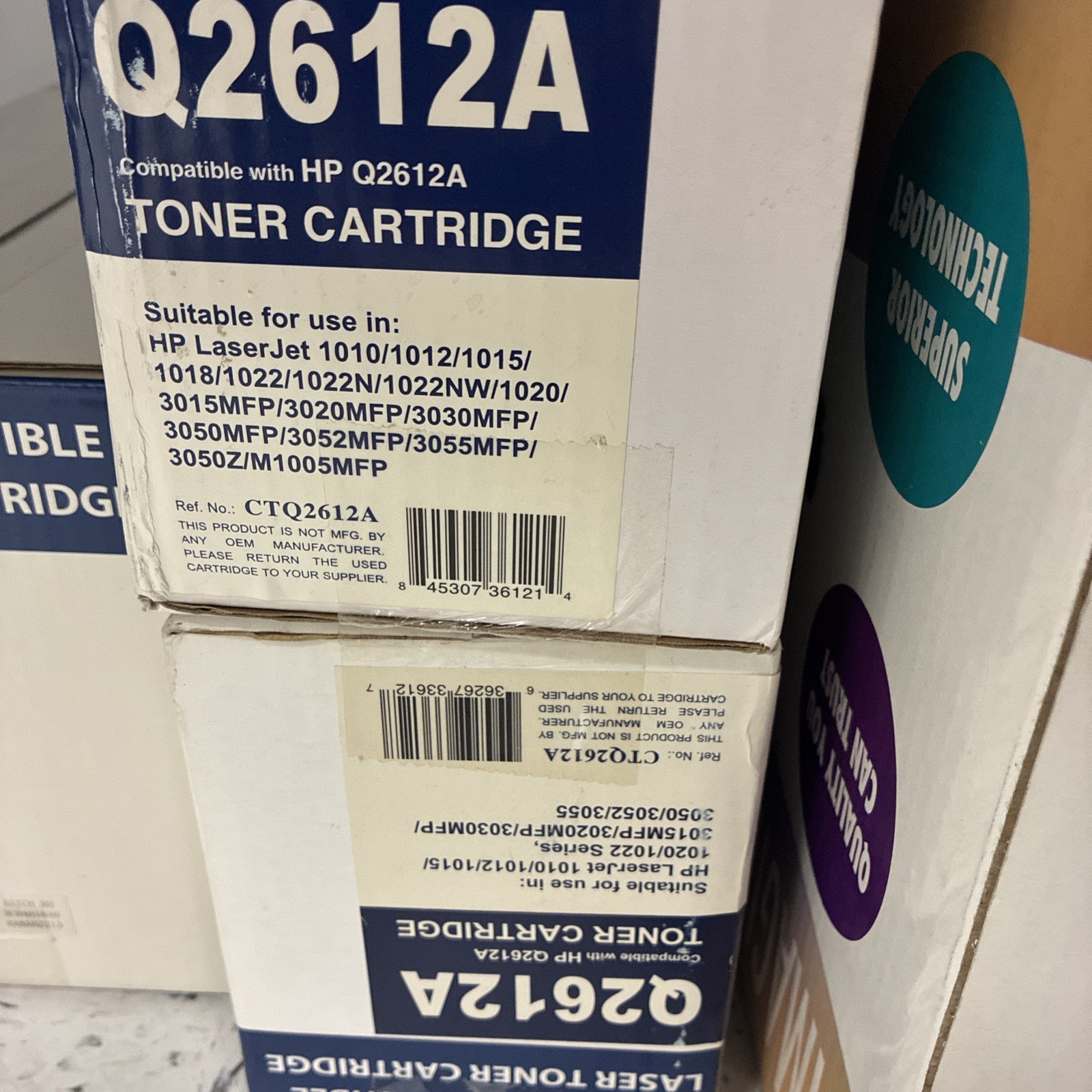 2 PACK Q2612A For HP 12A Toner Cartridge LaserJet 1020 1018 1010 1012 3050 3020