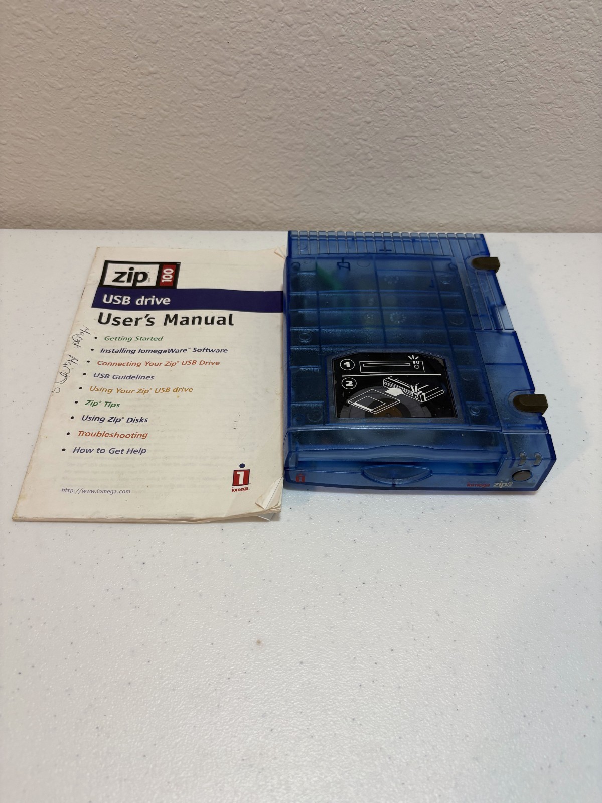 Iomega Zip 100MB External USB Drive Z100USB Blue Tested With USB Cable PC Mac