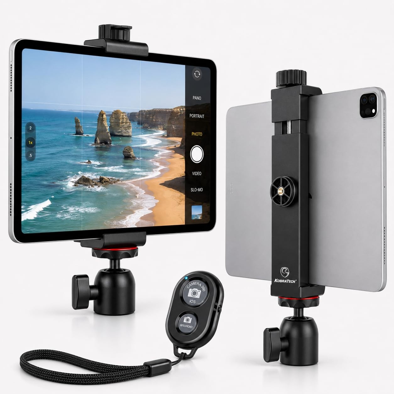 TabMount 360 iPad Tripod Mount Holder Includes Swivel Ball Head Bluetooth