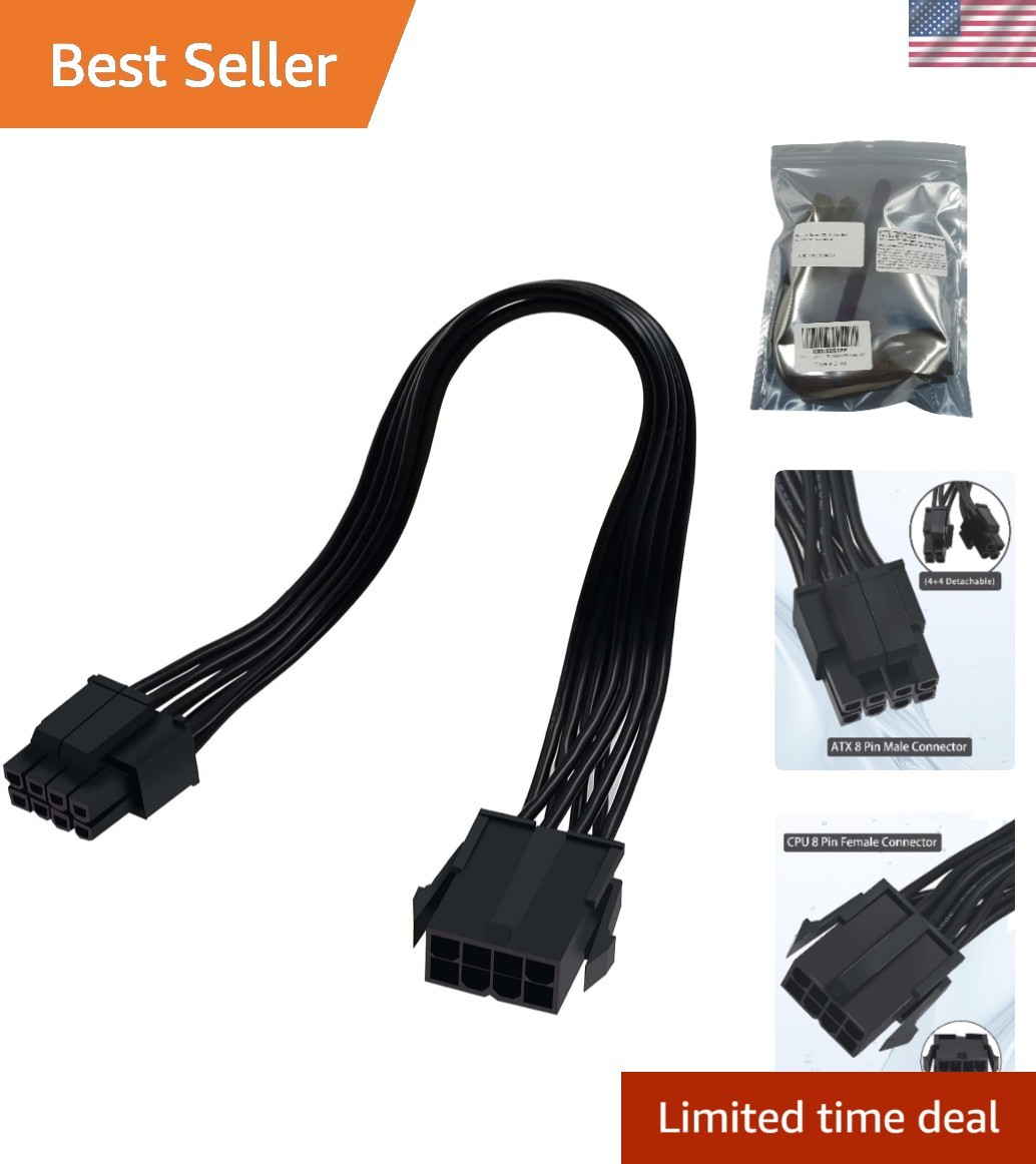 2-Pack 8 Pin CPU Extension Cables - 9.5 Inch, Durable & Safe for Power Supplies