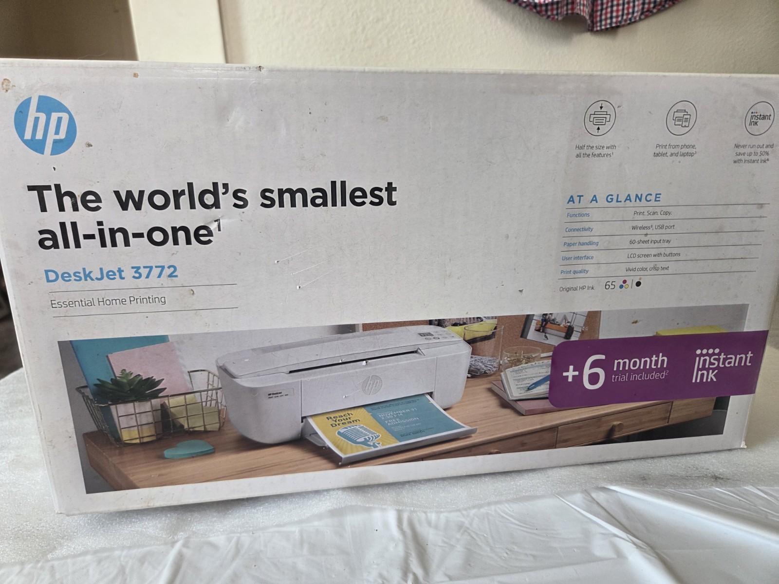 HP DeskJet 3772 All-In-One Inkjet Printer Color Wireless NEW SEALED
