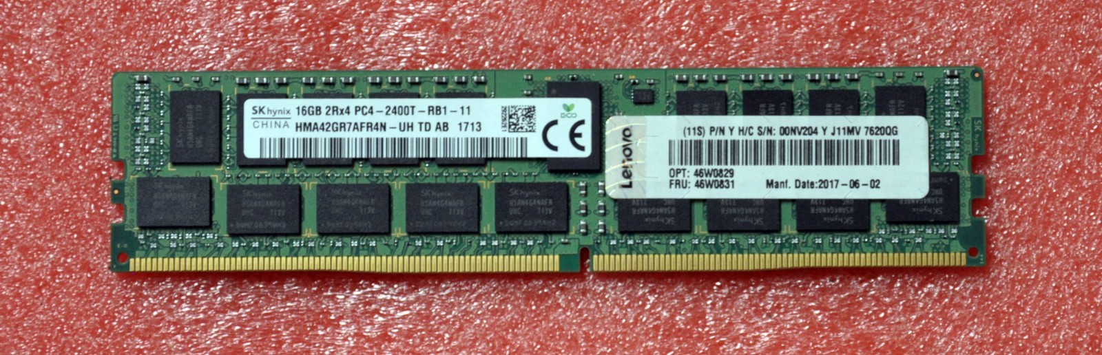 LENOVO 46W0831 16GB 2RX4 PC4-2400T DDR4 MEMORY 00NV204 46W0829