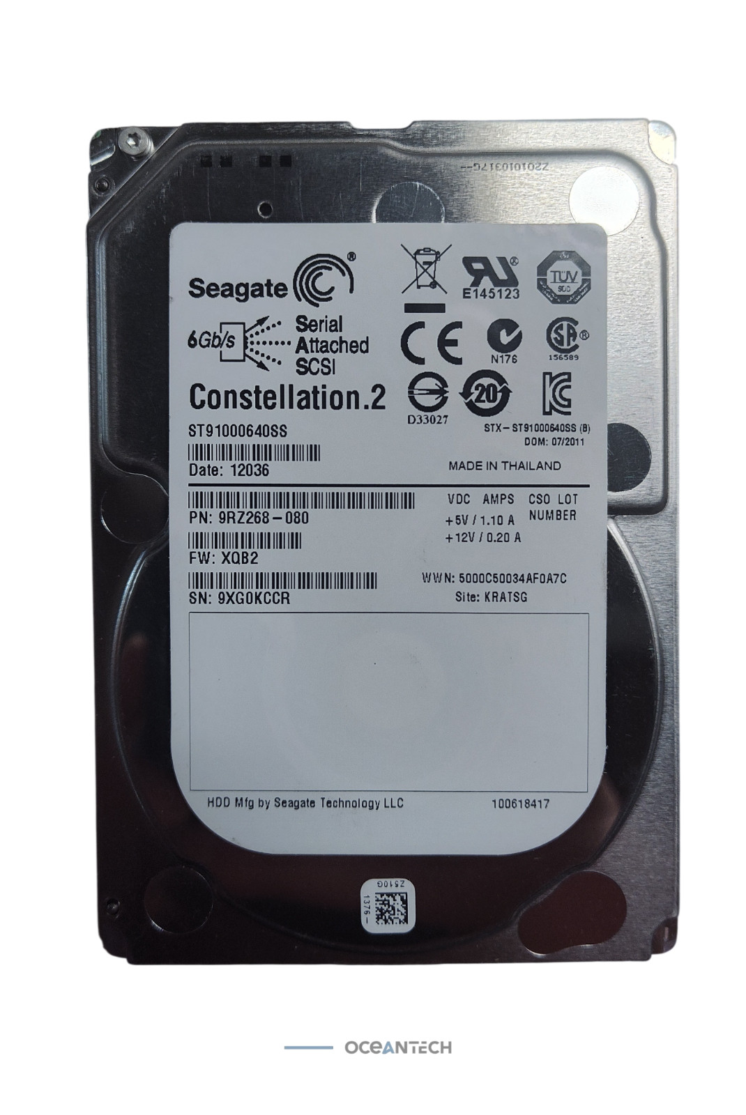 Seagate ST91000640SS Con.2 1TB 2.5-inch SAS 6Gb/s 7200RPM Ent. HDD (Server)
