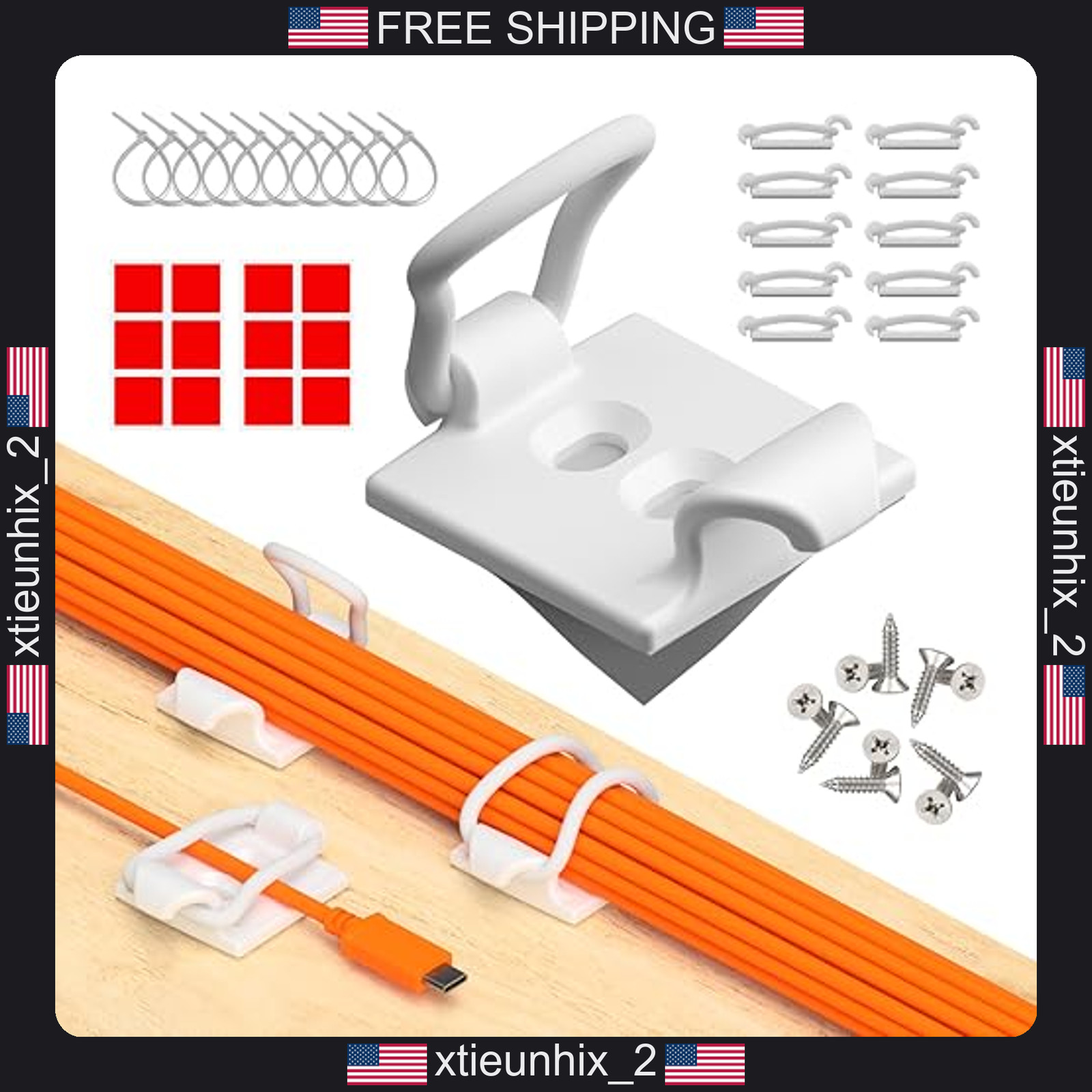 Cable Management Clips 10-Pack Adjustable Elastic Wire Holders for Home Office