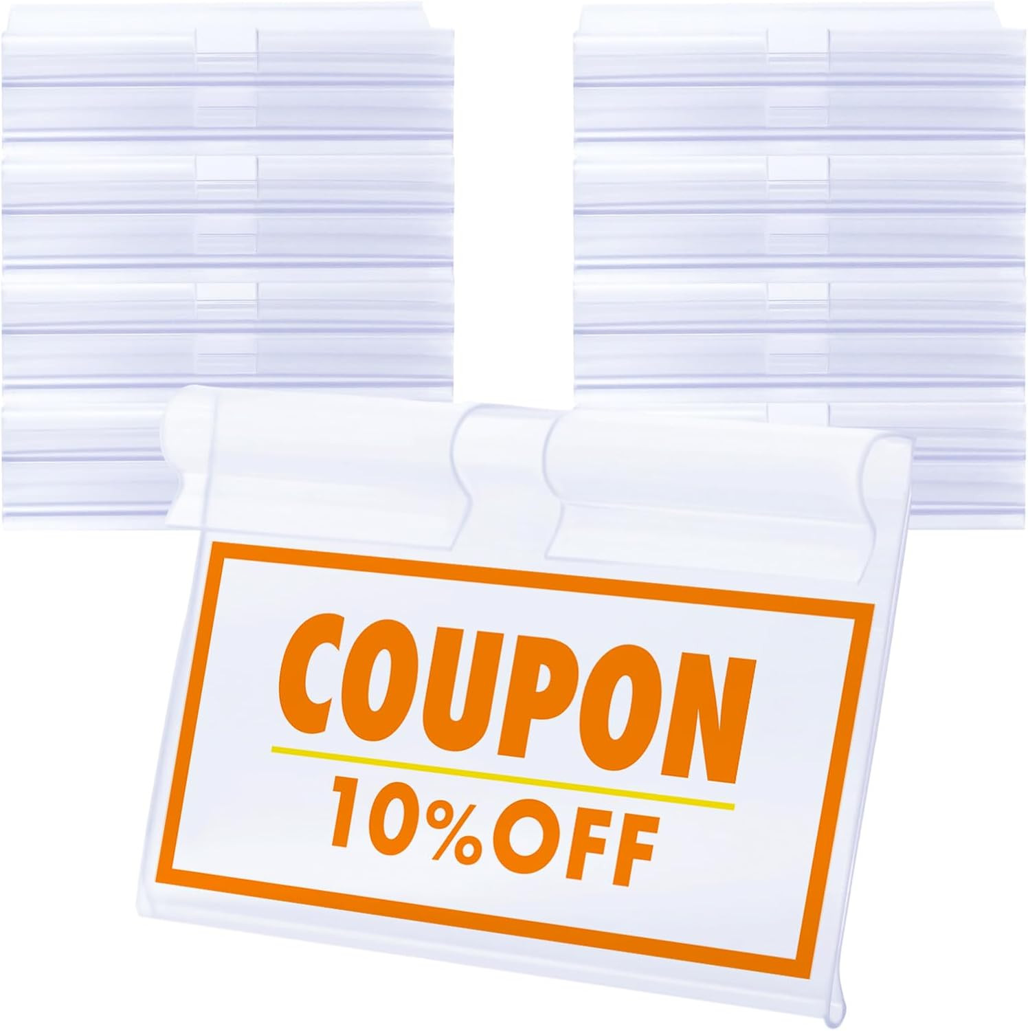 Storage Bin Labels Clip On, 60-Pack Clear Plastic Label Clips with 80 Tags, Idea