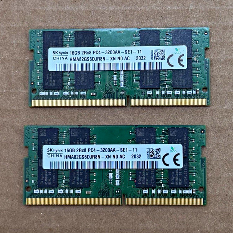 SK hynix 32GB (2x16GB) DDR4-3200 PC4-3200AA SO-DIMM HMA82GS6DJR8N-XN Tested