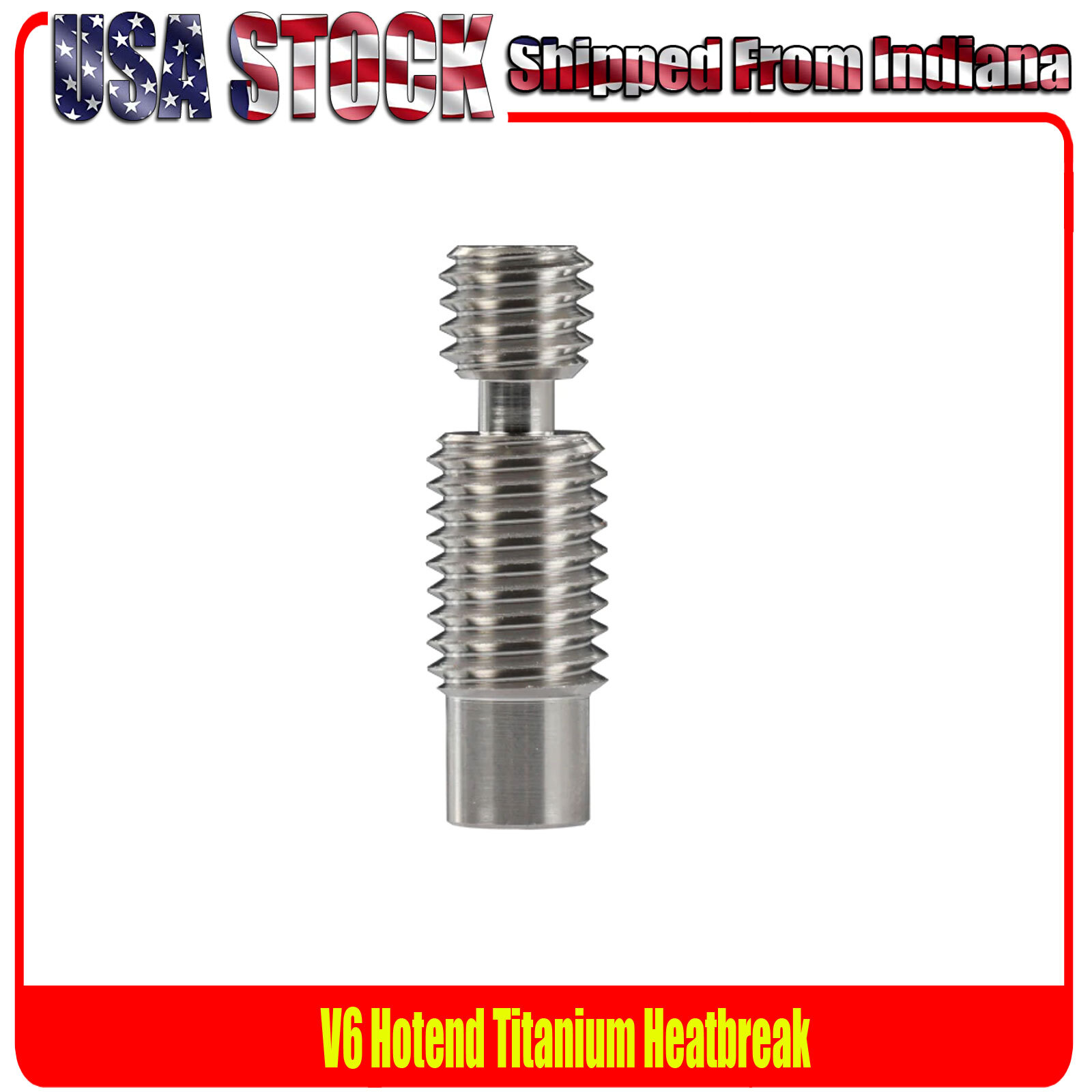 V6 Heat Break Titanium, All Metal, High Temperature Polished Titanium, V6 Hotend
