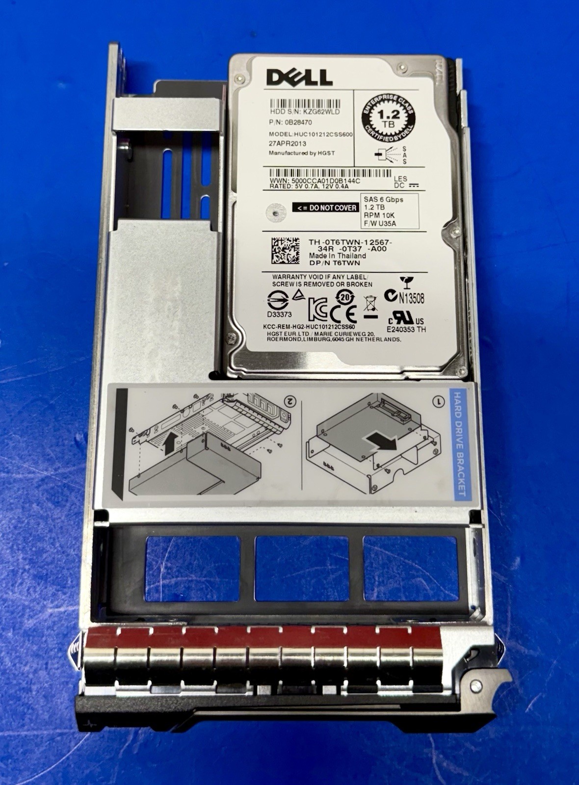 Dell 1.2TB 6G 10K 2.5" SAS 0T6TWN T6TWN HUC101212CSS600 HDD HARD DRIVE W/ TRAY
