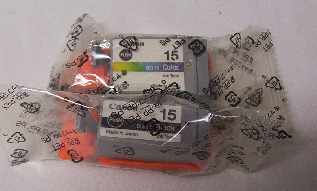 2 x Canon 15 black, colour (BCI-15) for Pixma iP90, iP90v, i70, i80