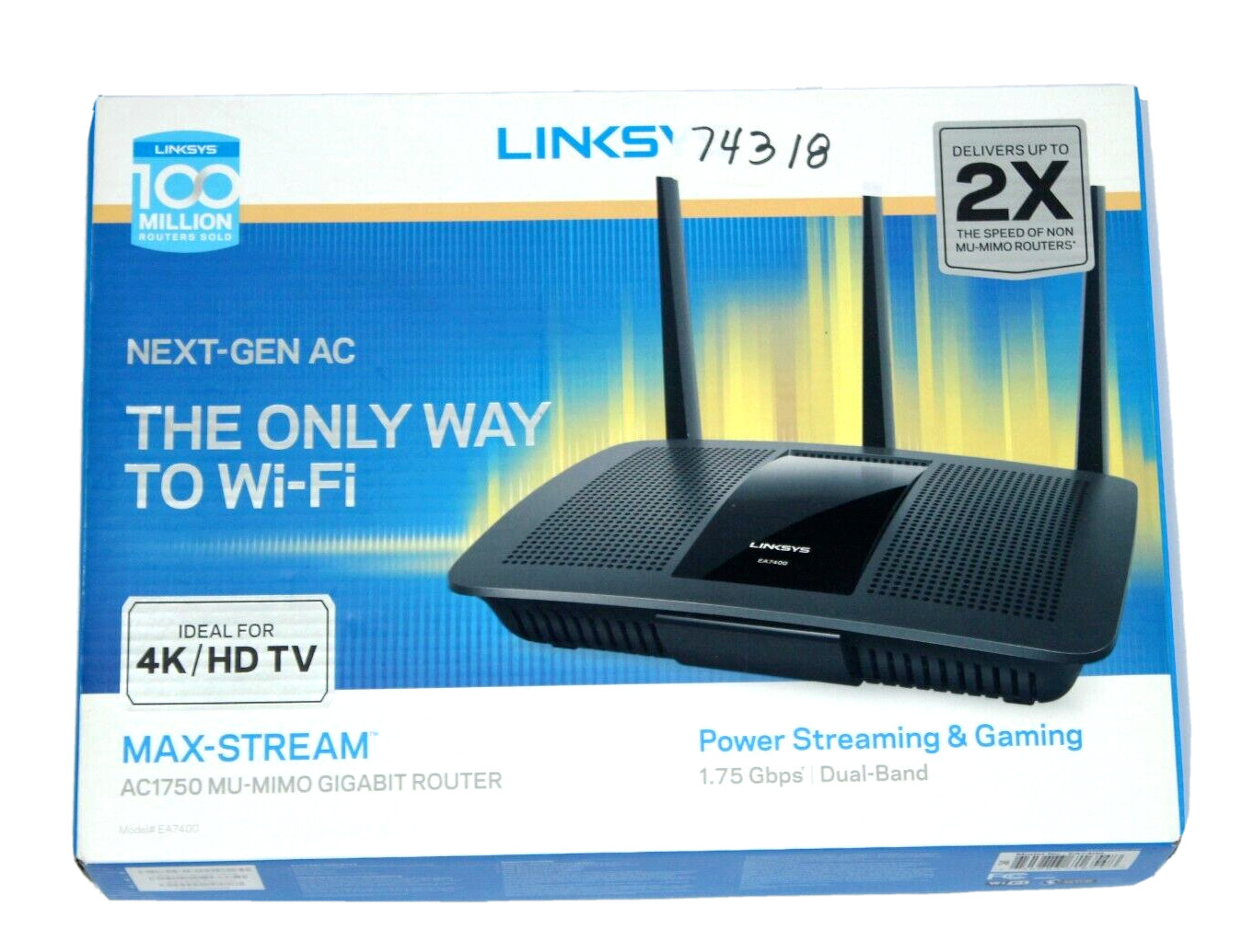 Linksys AC1750 MU-MIMO EA7400 Gigabit Router Next-Gen AC Max-Stream