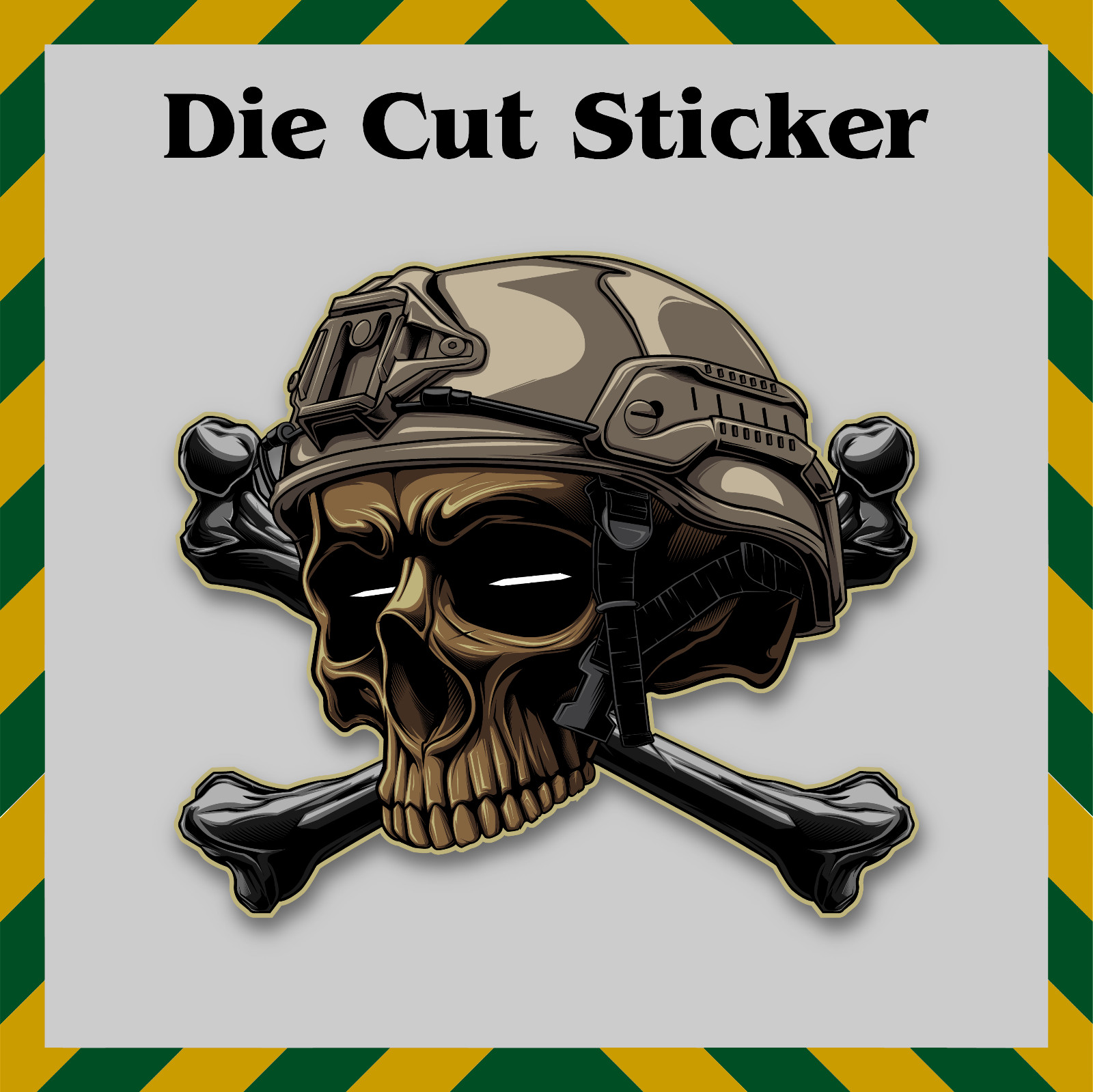Tactical Operator Skull Gloss Vinyl Sticker - Water Bottles/Laptops - Veteran