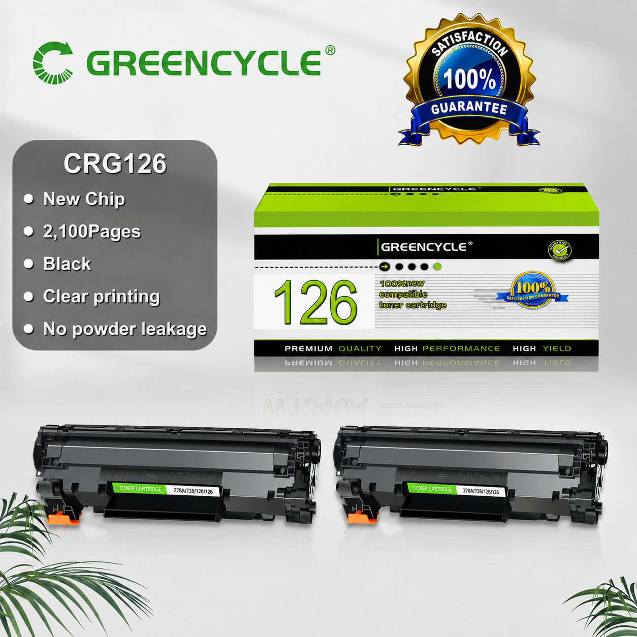 Black CRG126 Canon 126 Toner Cartridge 2-Pack Fits LBP6200d LBP6230dw LBP6230dn